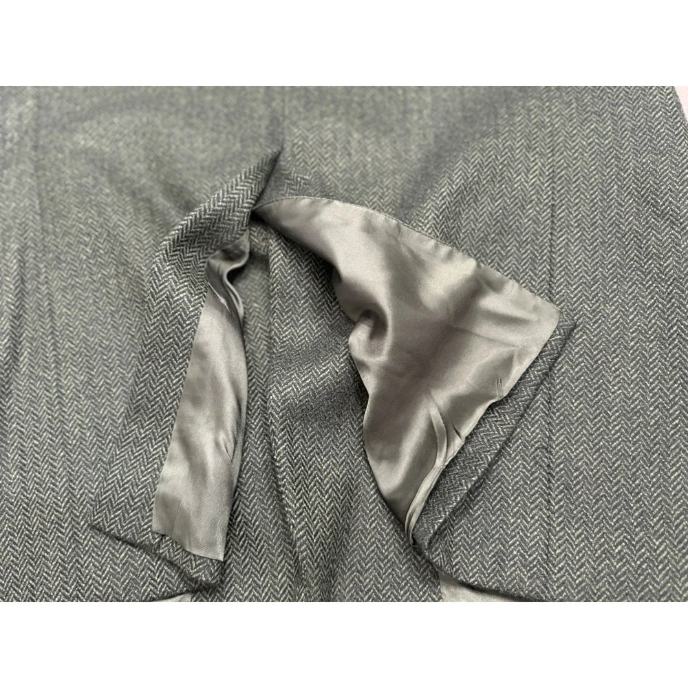 Burberry London Mens 44L Long Wool Tweed Herringbone Blazer Sport Coat Green